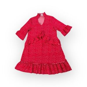 Red Polka Dot Ruffle Casual Dress Short Sleeve Size S Fit & Flare